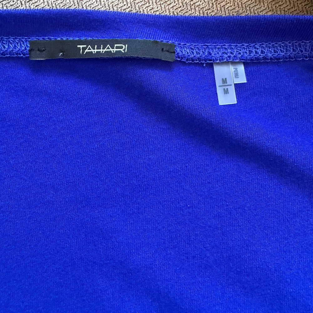 Tahari Womens Royal Blue Scoop Neck 3/4 Sleeve Modal Rayon Basic Top M9V6A553 M - Picture 3 of 4